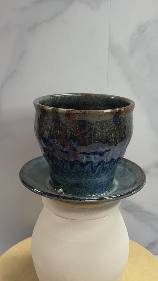 Planter Pot with Tray - 20oz - Rocky Patch Signature Glaze