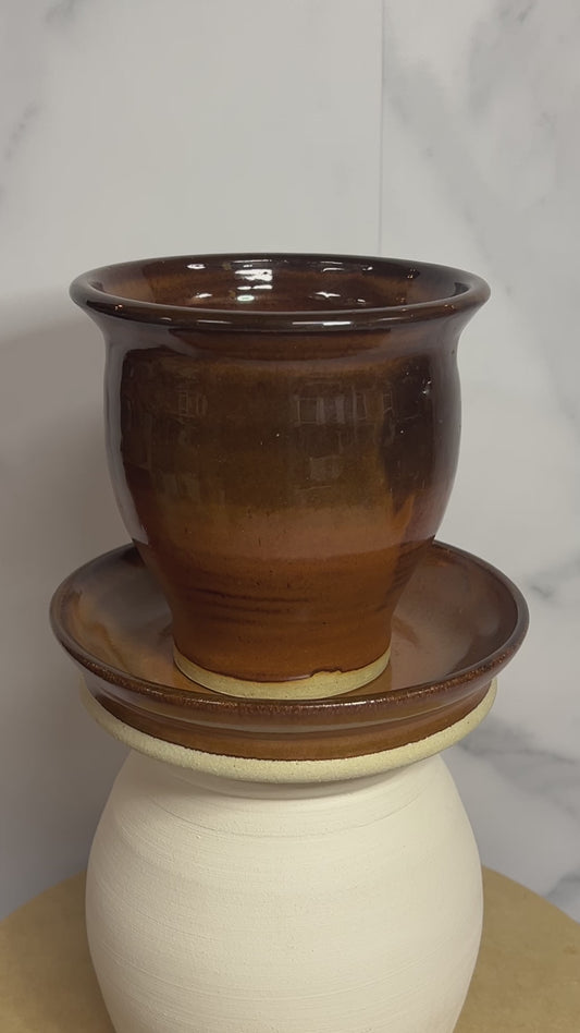 Succulent Planter Pot - 24oz - AP Caramel and Black Glaze